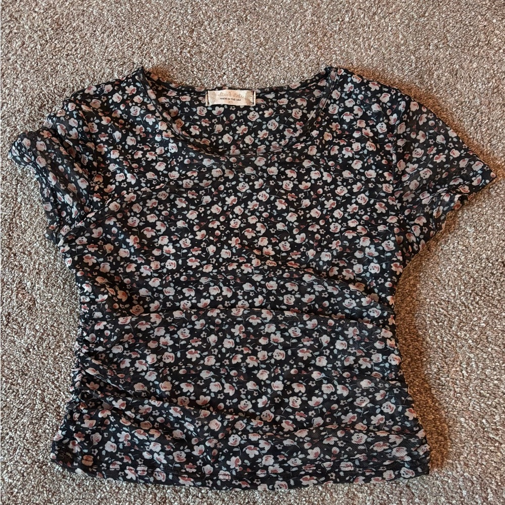 Floral Black see-through Top